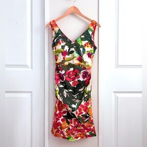 Nicole Miller Artelier Floral Stretch Linen Dress